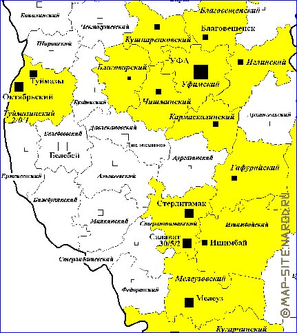 Administrativa mapa de Bascortostao