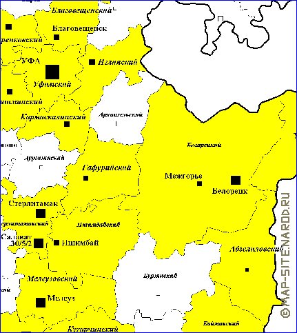 Administrativa mapa de Bascortostao