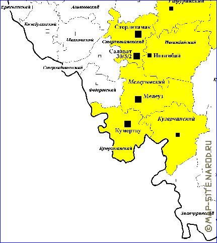 Administrativa mapa de Bascortostao