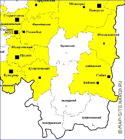 Administrativa mapa de Bascortostao