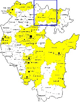 Administratives carte de Bachkirie