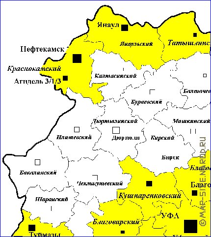 Administrativa mapa de Bascortostao