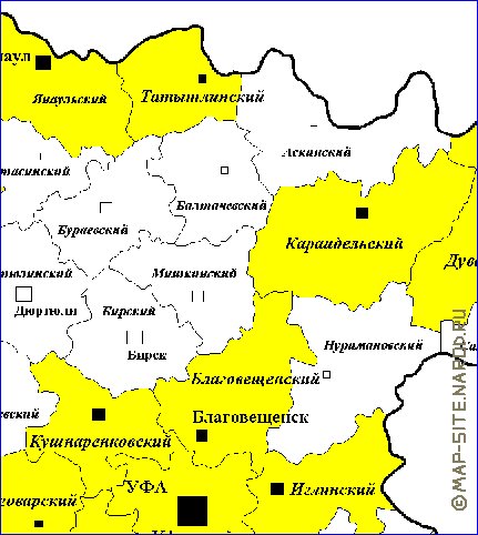 Administrativa mapa de Bascortostao