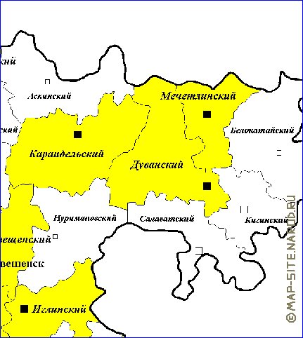 Administrativa mapa de Bascortostao