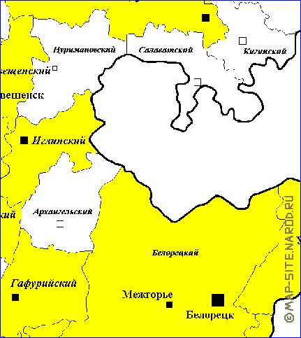 Administrativa mapa de Bascortostao