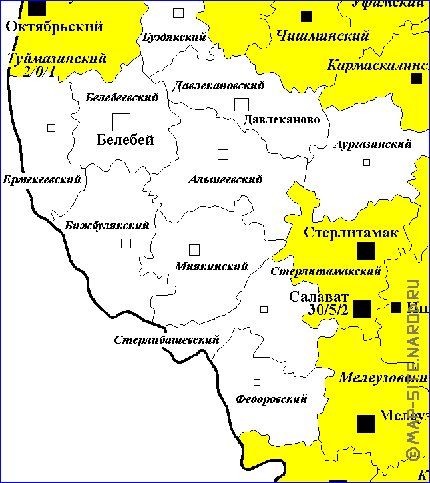 Administrativa mapa de Bascortostao