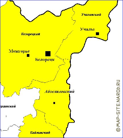 Administratives carte de Bachkirie