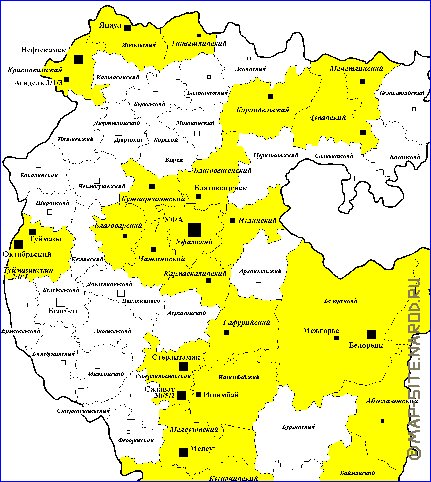 Administratives carte de Bachkirie