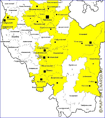 Administrativa mapa de Bascortostao