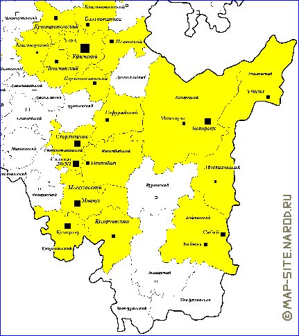 Administrativa mapa de Bascortostao