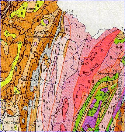 Geologique carte de Bachkirie