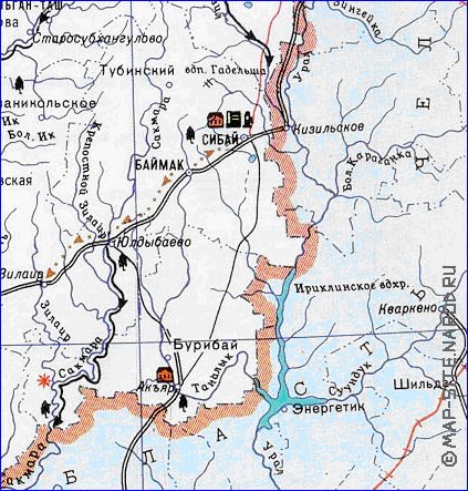 Touristique carte de Bachkirie