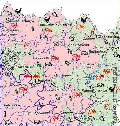 Zoologique carte de Bachkirie