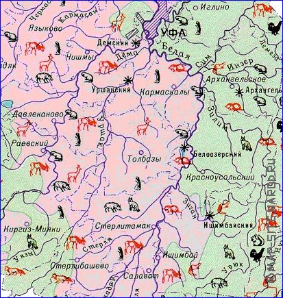 Zoologique carte de Bachkirie