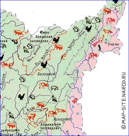 Zoologique carte de Bachkirie