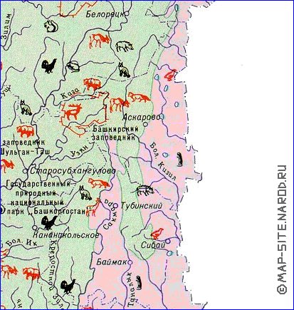 Zoologique carte de Bachkirie