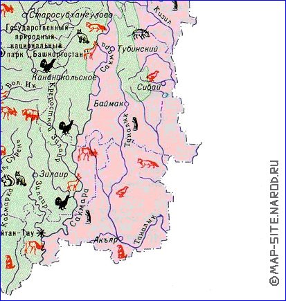 Zoologique carte de Bachkirie