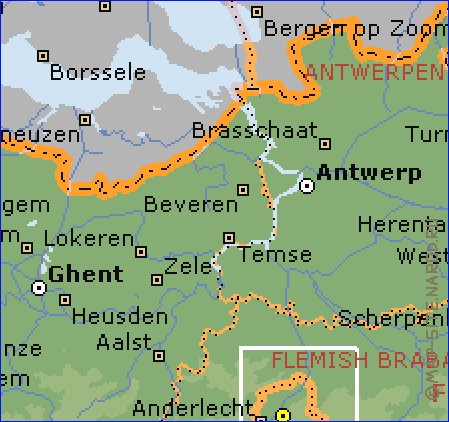 Administratives carte de Belgique en anglais