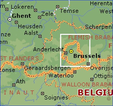 Administrativa mapa de Belgica em ingles