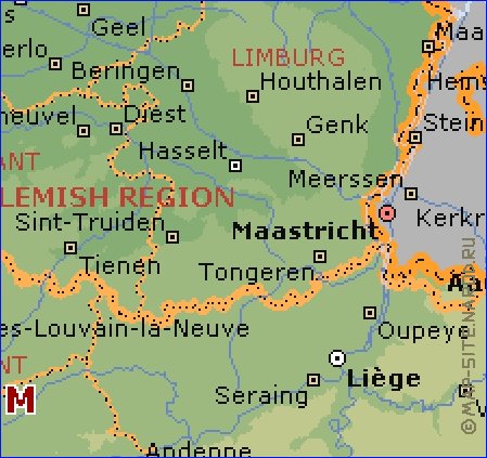 Administrativa mapa de Belgica em ingles