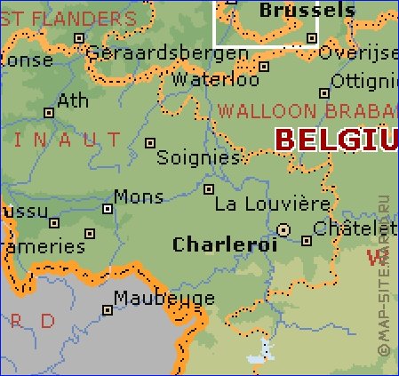 Administrativa mapa de Belgica em ingles