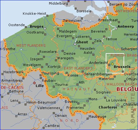 Administratives carte de Belgique en anglais