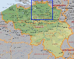 Administrativa mapa de Belgica em ingles