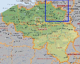 Administrativa mapa de Belgica em ingles