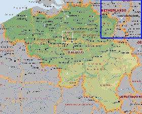 Administrativa mapa de Belgica em ingles