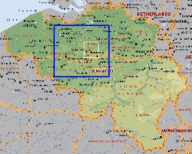 Administrativa mapa de Belgica em ingles