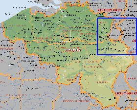 Administrativa mapa de Belgica em ingles