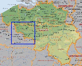 Administrativa mapa de Belgica em ingles