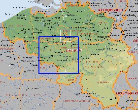 Administrativa mapa de Belgica em ingles