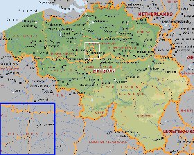 Administrativa mapa de Belgica em ingles