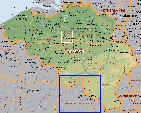 Administrativa mapa de Belgica em ingles