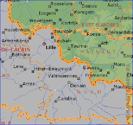 Administrativa mapa de Belgica em ingles