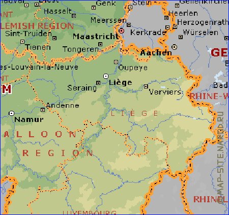 Administrativa mapa de Belgica em ingles