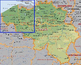 Administrativa mapa de Belgica em ingles