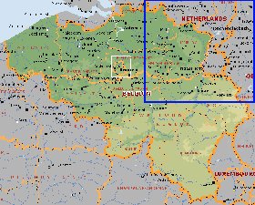 Administrativa mapa de Belgica em ingles