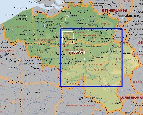 Administrativa mapa de Belgica em ingles