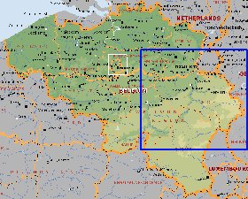 Administrativa mapa de Belgica em ingles