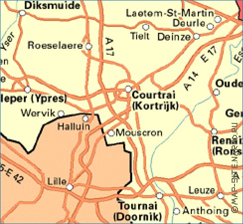 carte de des routes Belgique