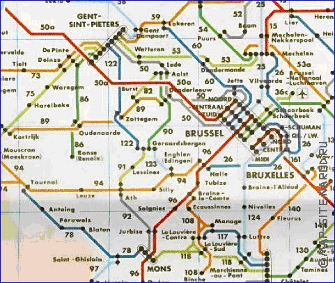 mapa de de estradas Belgica