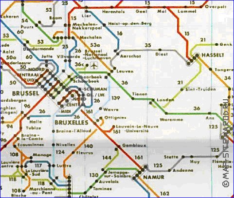 carte de des routes Belgique