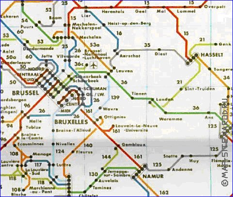 mapa de de estradas Belgica