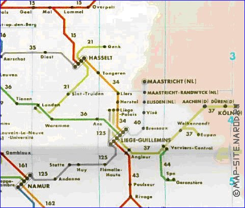 mapa de de estradas Belgica