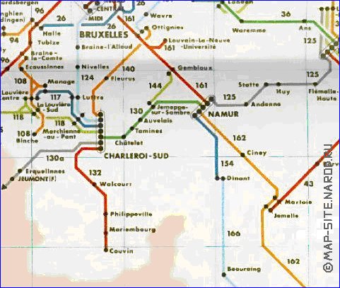 mapa de de estradas Belgica