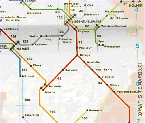 carte de des routes Belgique