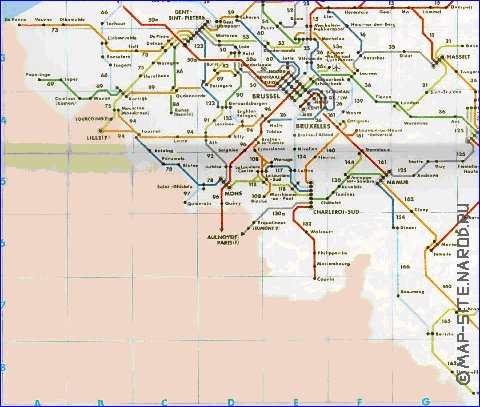 mapa de de estradas Belgica