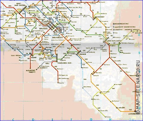 mapa de de estradas Belgica